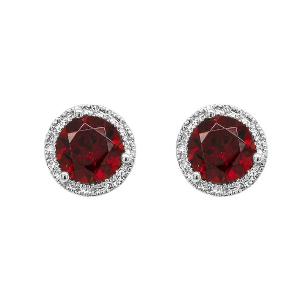 14K White Gold Garnet and Diamond Stud Earrings LeeBrant Jewelry & Watch Co Sandy Springs, GA