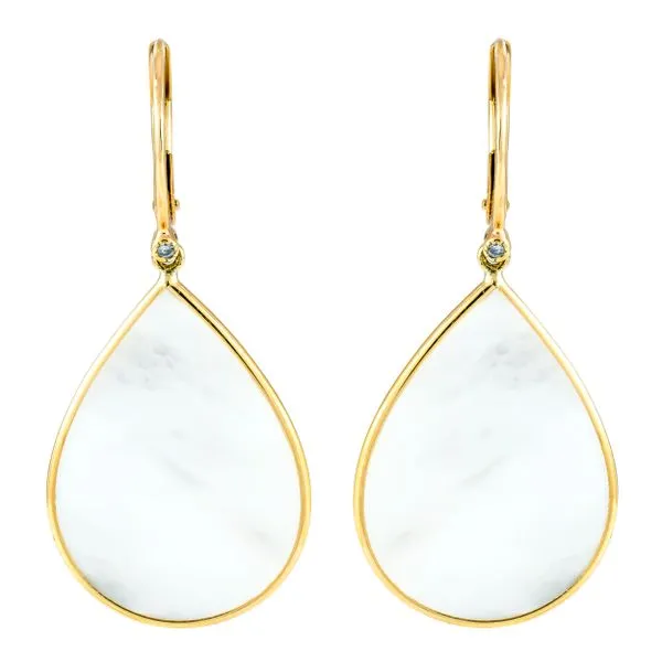 14K Yellow Gold Mother of Pearl Teardrop Latchback Earrings LeeBrant Jewelry & Watch Co Sandy Springs, GA