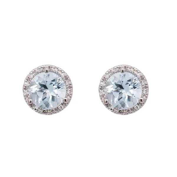 14K White Gold Aquamarine Diamond Stud Earrings LeeBrant Jewelry & Watch Co Sandy Springs, GA