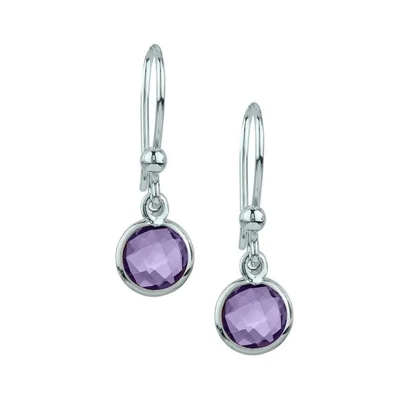 Sterling Silver Bezel Set Amethyst Long Hook Earrings LeeBrant Jewelry & Watch Co Sandy Springs, GA
