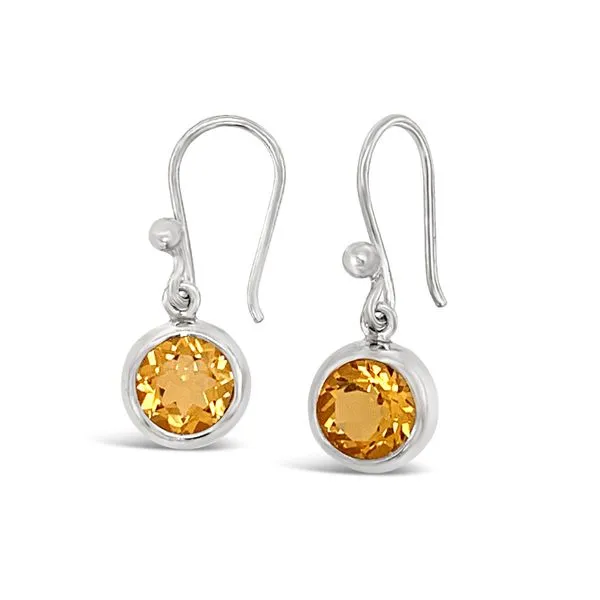 Sterling Silver Bezel Set Citrine Long Hook Earrings LeeBrant Jewelry & Watch Co Sandy Springs, GA