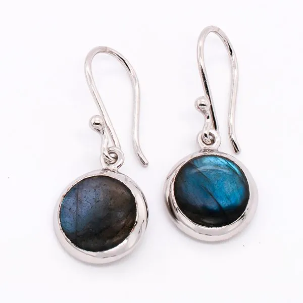 Sterling Silver Bezel Set Labradorite Long Hook Earrings LeeBrant Jewelry & Watch Co Sandy Springs, GA