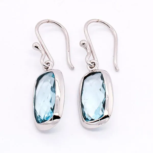 Sterling Silver Rectangular Blue Topaz Bezel Set Long Hook Earrings LeeBrant Jewelry & Watch Co Sandy Springs, GA