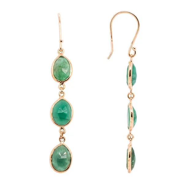 14K Yellow Gold Natural Stone Emerald Bezel Drop Earrings LeeBrant Jewelry & Watch Co Sandy Springs, GA