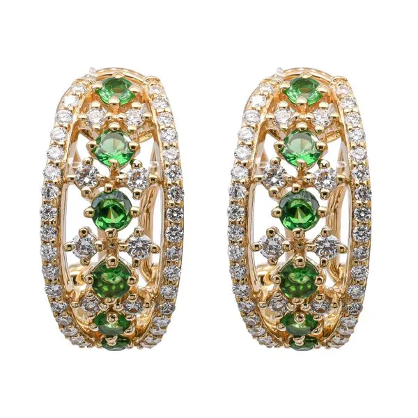 14K Yellow Gold Green Garnet Diamond Earrings LeeBrant Jewelry & Watch Co Sandy Springs, GA