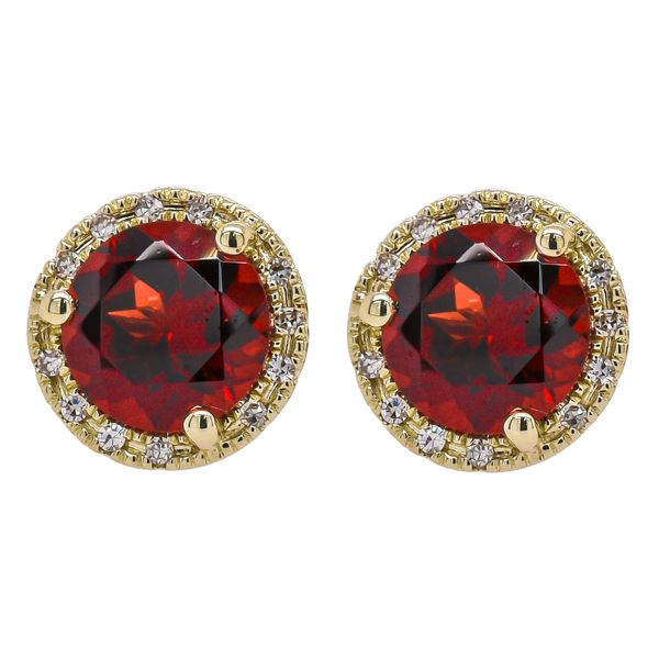 14K Yellow Gold Garnet Diamond Stud Earrings LeeBrant Jewelry & Watch Co Sandy Springs, GA
