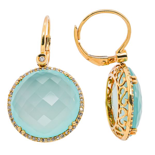 14K Yellow Gold Chalcedony Diamond Dangle Earrings Image 2 LeeBrant Jewelry & Watch Co Sandy Springs, GA