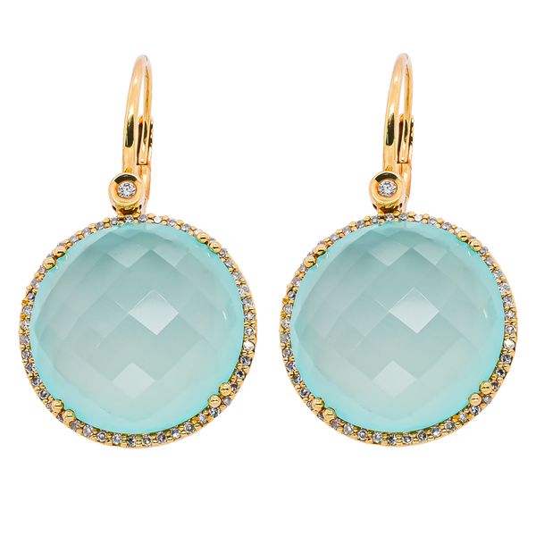 14K Yellow Gold Chalcedony Diamond Dangle Earrings LeeBrant Jewelry & Watch Co Sandy Springs, GA