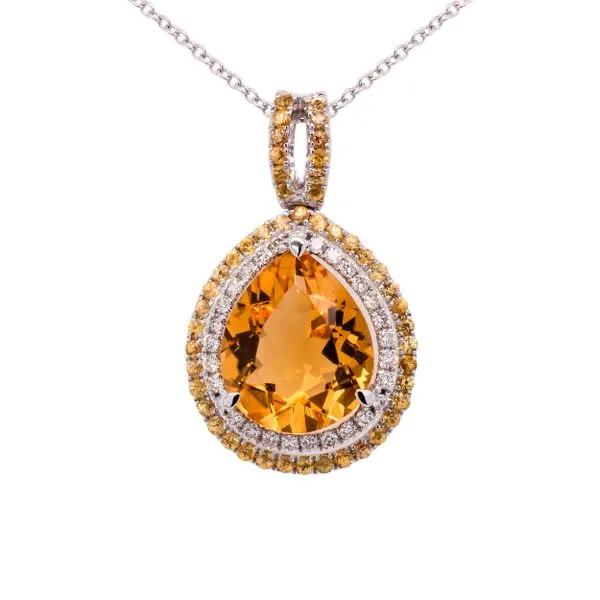 14K White Gold Pear Citrine Diamond Pendant Necklace LeeBrant Jewelry & Watch Co Sandy Springs, GA