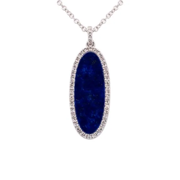 14K White Gold Lapis Diamond Drop Pendant Necklace LeeBrant Jewelry & Watch Co Sandy Springs, GA