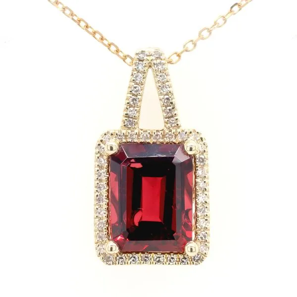 14K Yellow Gold Emerald Garnet Diamond Pendant Necklace LeeBrant Jewelry & Watch Co Sandy Springs, GA