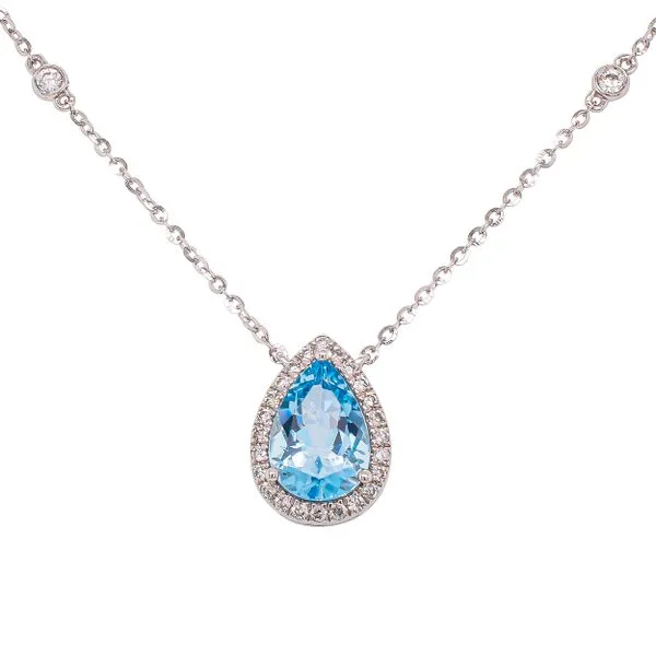 14K White Gold Pear Aquamarine Diamond Pendant Necklace LeeBrant Jewelry & Watch Co Sandy Springs, GA