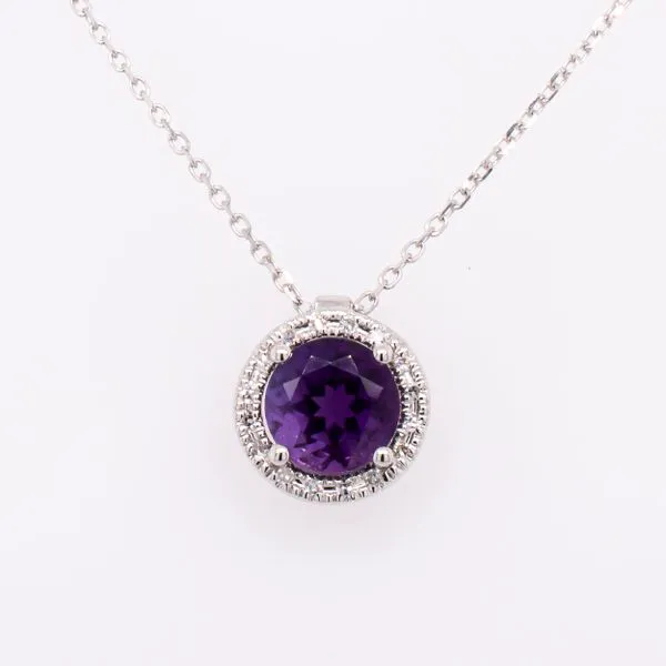 14K White Gold Amethyst Diamond Pendant Necklace LeeBrant Jewelry & Watch Co Sandy Springs, GA