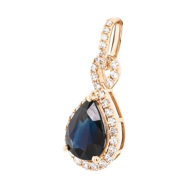 14K Yellow Gold Sapphire Diamond Twist Pendant Necklace LeeBrant Jewelry & Watch Co Sandy Springs, GA