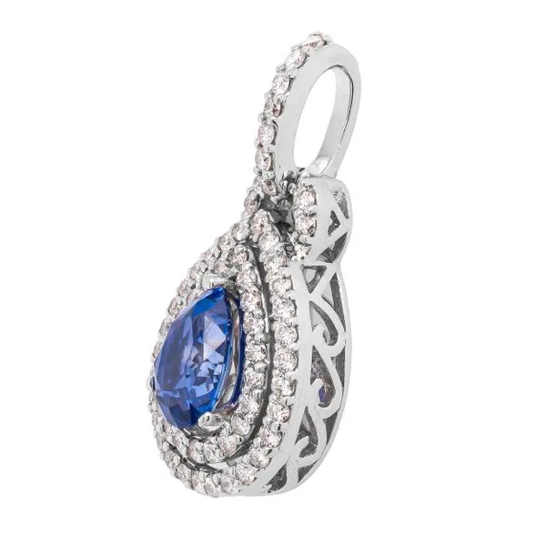 18K White Gold Pear Sapphire Diamond Pendant LeeBrant Jewelry & Watch Co Sandy Springs, GA