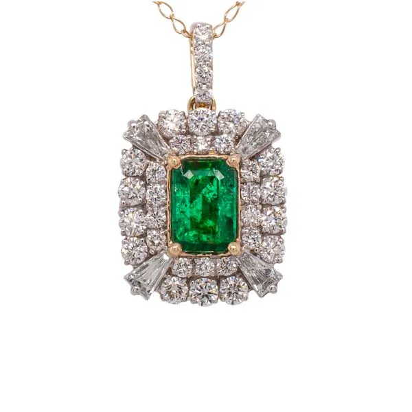 14K Yellow Gold Trapezoid Corner Diamond Emerald Pendant LeeBrant Jewelry & Watch Co Sandy Springs, GA