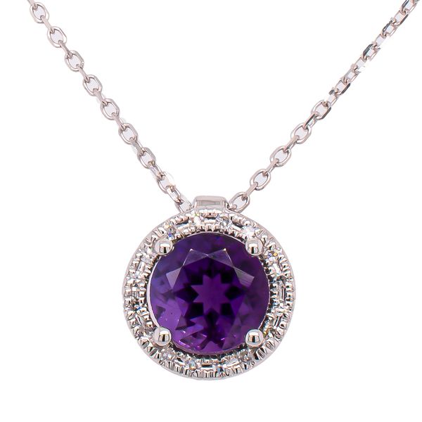 14K White Gold Amethyst Diamond Pendant Necklace LeeBrant Jewelry & Watch Co Sandy Springs, GA