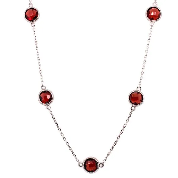 Sterling Silver Garnets by the Yard Bezel set Necklace LeeBrant Jewelry & Watch Co Sandy Springs, GA