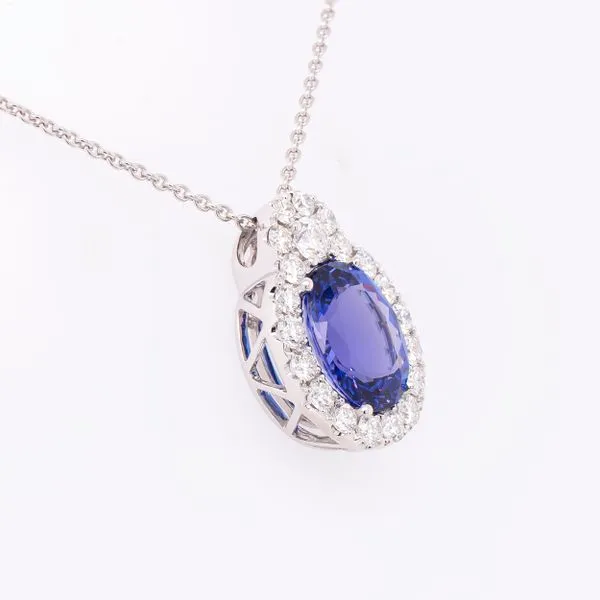18K White Gold Tanzanite Diamond Necklace Image 2 LeeBrant Jewelry & Watch Co Sandy Springs, GA