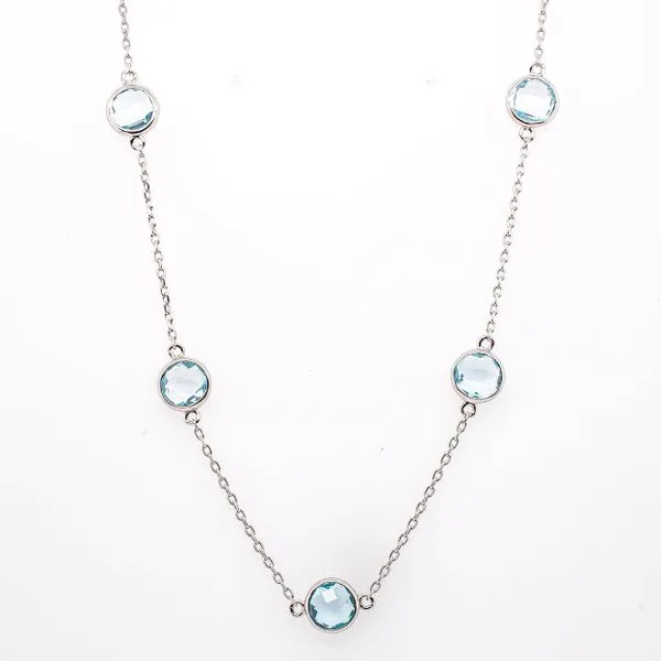 Sterling Silver Blue Topaz by the Yard Bezel set Necklace LeeBrant Jewelry & Watch Co Sandy Springs, GA