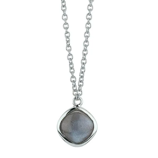 Sterling Silver Square Cushion Labradorite Bezel Set Pendant on a Cable Link Necklace LeeBrant Jewelry & Watch Co Sandy Springs, GA