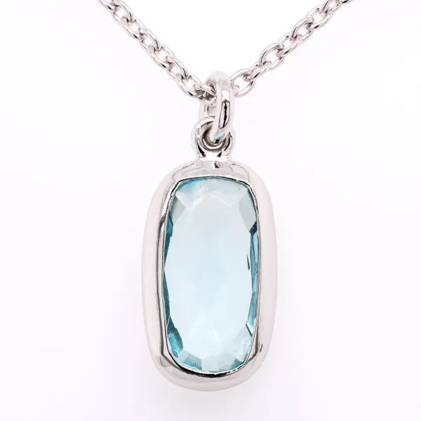 Sterling Silver Blue Topaz Rectangle Cushion Bezel Set Cable Link Necklace LeeBrant Jewelry & Watch Co Sandy Springs, GA