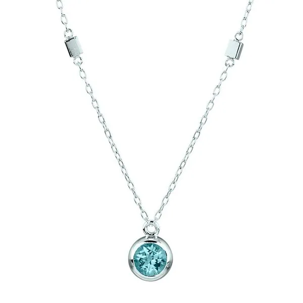 Sterling Silver Blue Topaz Round Bezel Set Fashion Necklace LeeBrant Jewelry & Watch Co Sandy Springs, GA