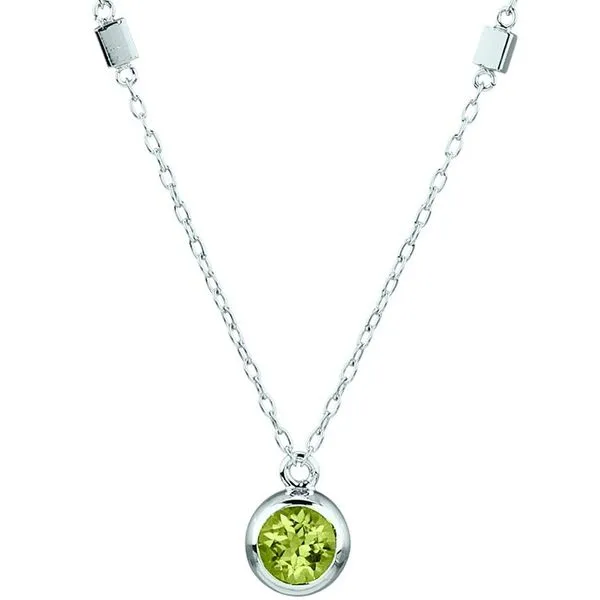 Sterling Silver Peridot Round Bezel Set Fashion Necklace LeeBrant Jewelry & Watch Co Sandy Springs, GA