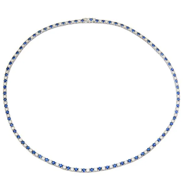 18K White Gold Sapphire Diamond Tennis Necklace LeeBrant Jewelry & Watch Co Sandy Springs, GA