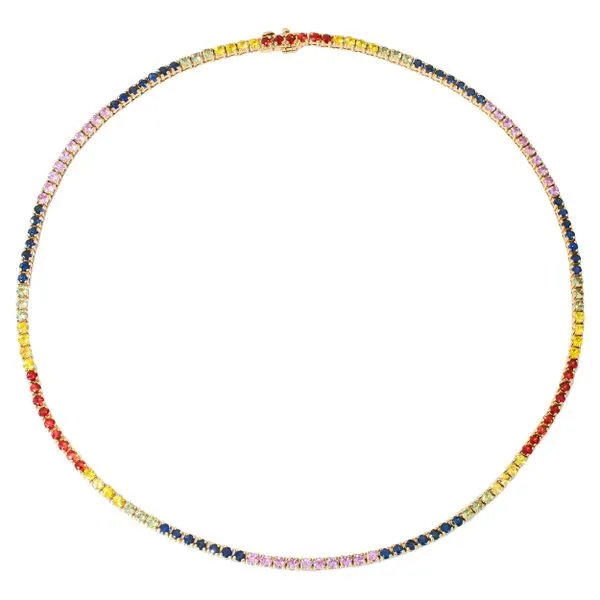 14K Yellow Gold Fancy Sapphire Prong Set Tennis Necklace LeeBrant Jewelry & Watch Co Sandy Springs, GA