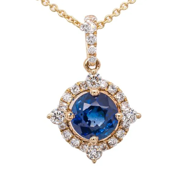 14K Yellow Gold Round Sapphire Diamond Star Pendant Necklace LeeBrant Jewelry & Watch Co Sandy Springs, GA