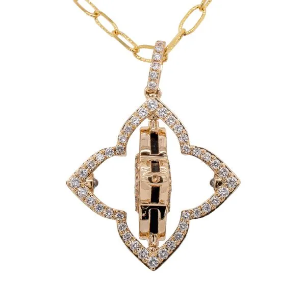 14K Yellow Gold Onyx Diamond Flower Paper Clip Necklace Image 3 LeeBrant Jewelry & Watch Co Sandy Springs, GA