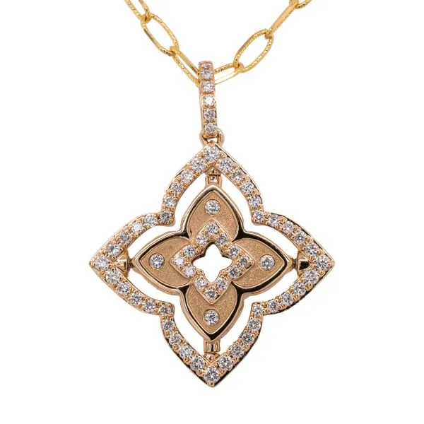 14K Yellow Gold Onyx Diamond Flower Paper Clip Necklace LeeBrant Jewelry & Watch Co Sandy Springs, GA