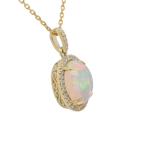14K Yellow Gold Opal Diamond Pendant Necklace LeeBrant Jewelry & Watch Co Sandy Springs, GA