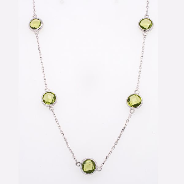 Sterling Silver Peridot's by the Yard Bezel set Necklace Image 2 LeeBrant Jewelry & Watch Co Sandy Springs, GA