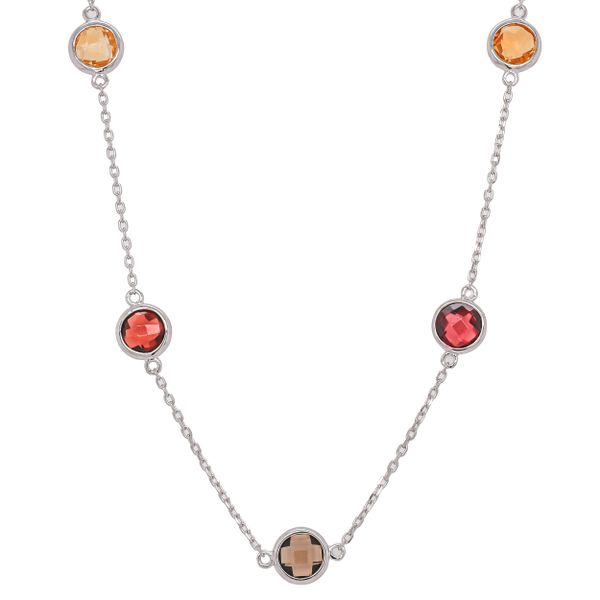 Sterling Silver Multi-Color Gemstone Bezel Set Necklace 18 inches LeeBrant Jewelry & Watch Co Sandy Springs, GA