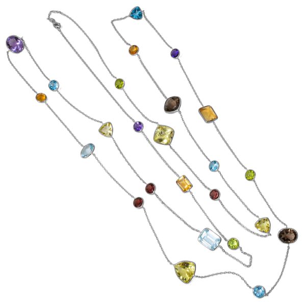 14K White Gold Multi-Color Gemstone Necklace 50in LeeBrant Jewelry & Watch Co Sandy Springs, GA
