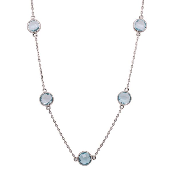 Sterling Silver Blue Topaz by the Yard Bezel set Necklace LeeBrant Jewelry & Watch Co Sandy Springs, GA