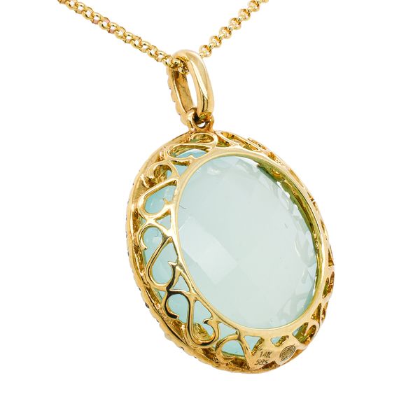 14K Yellow Gold Chalcedony Diamond Necklace 16in Image 2 LeeBrant Jewelry & Watch Co Sandy Springs, GA
