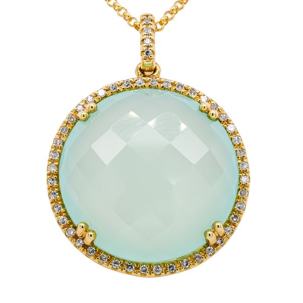 14K Yellow Gold Chalcedony Diamond Necklace 16in LeeBrant Jewelry & Watch Co Sandy Springs, GA