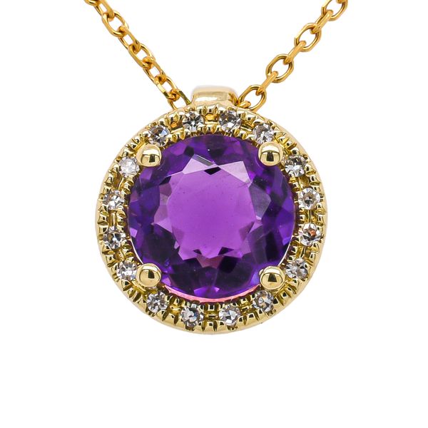 14K Yellow Gold Amethyst Diamond Pendant Necklace 16in LeeBrant Jewelry & Watch Co Sandy Springs, GA