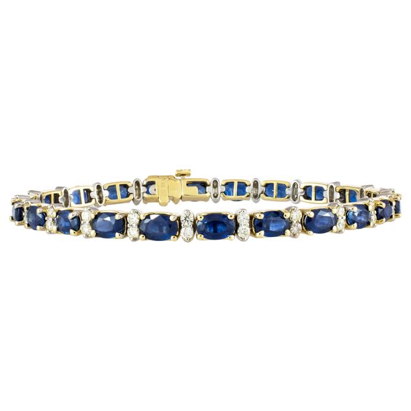 14K Yellow and White Gold Oval Sapphire Diamond Tennis Bracelet LeeBrant Jewelry & Watch Co Sandy Springs, GA