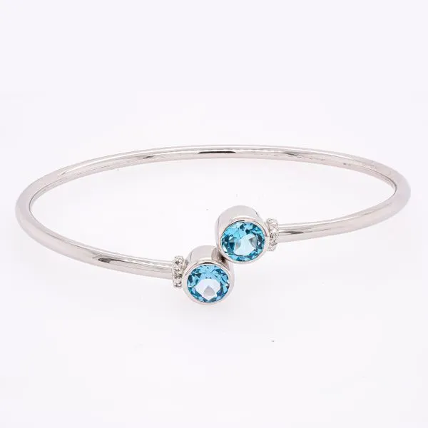 Sterling Silver Blue Topaz Bypass Bangle Bracelet Image 2 LeeBrant Jewelry & Watch Co Sandy Springs, GA