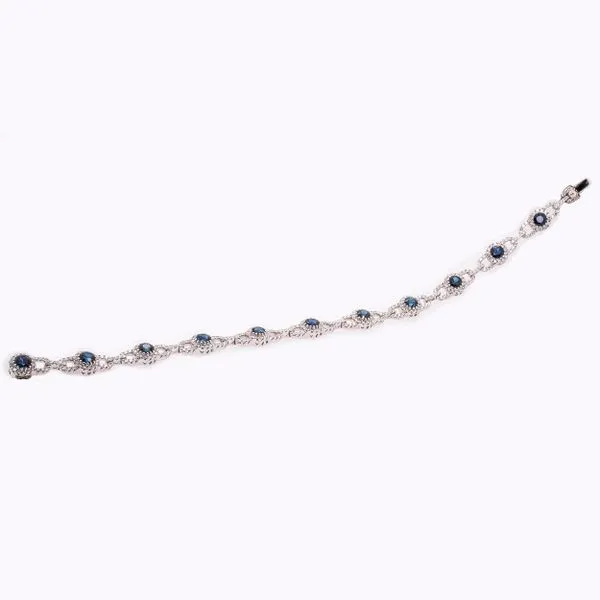 18K White Gold Sapphire and Diamond Open Link Bracelet Image 2 LeeBrant Jewelry & Watch Co Sandy Springs, GA
