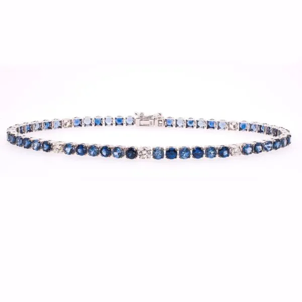 14K White Gold Diamond Sapphire Tennis Bracelet LeeBrant Jewelry & Watch Co Sandy Springs, GA