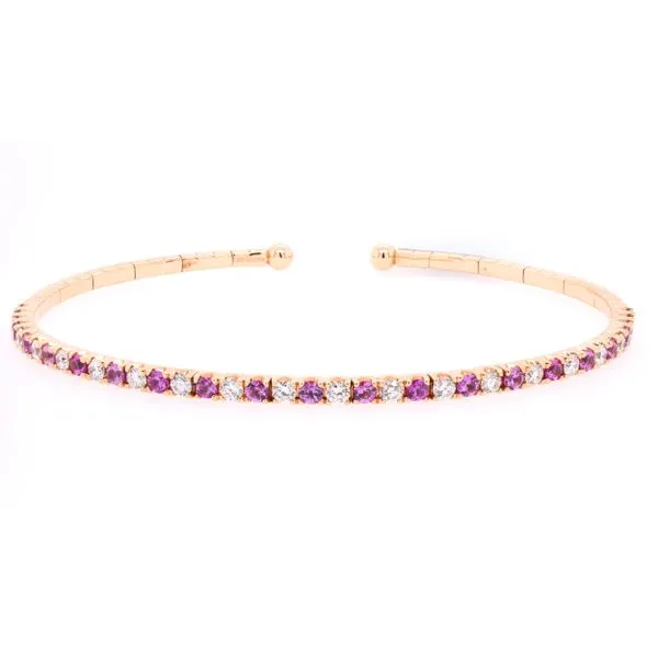 18K Rose Gold Pink Sapphire Diamond Bangle Bracelet LeeBrant Jewelry & Watch Co Sandy Springs, GA