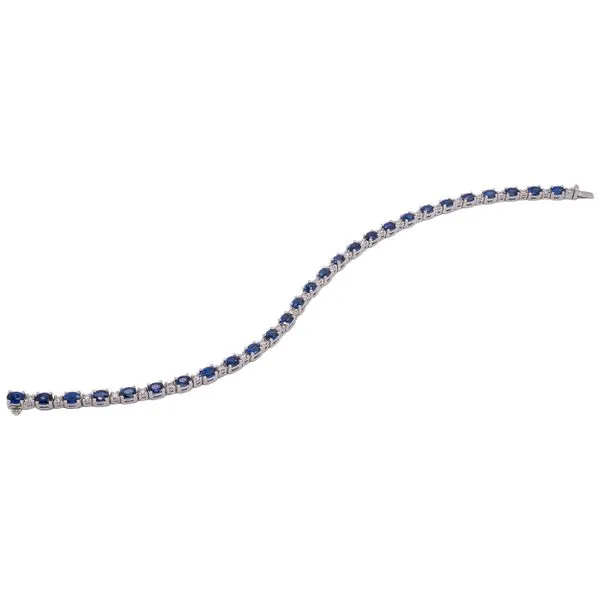 18K White Gold Sapphire Diamond Tennis Bracelet Image 2 LeeBrant Jewelry & Watch Co Sandy Springs, GA