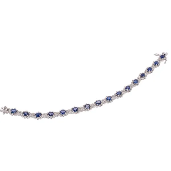 18K White Gold Fancy Oval Blue Sapphire Bracelet Image 2 LeeBrant Jewelry & Watch Co Sandy Springs, GA