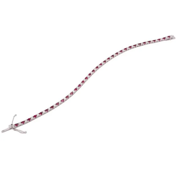18K White Gold Ruby and Diamond Tennis Bracelet Image 2 LeeBrant Jewelry & Watch Co Sandy Springs, GA
