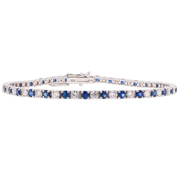 18K White Gold Diamond Sapphire Tennis Bracelet LeeBrant Jewelry & Watch Co Sandy Springs, GA